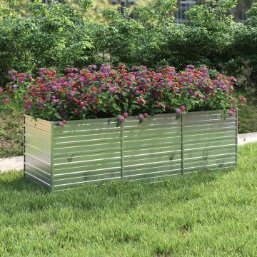 Letto Rialzato Giardino 240x80x77 cm in Acciaio Zincato Argento