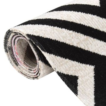 Tappeto da Esterni a Tessitura Piatta 100x200 cm Nero e Beige