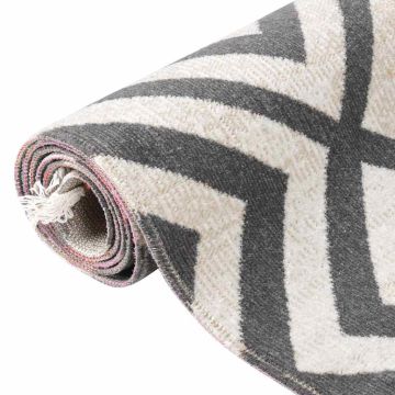 Tappeto da Esterni Tessitura Piatta 80x250 cm Nero Beige Chiaro