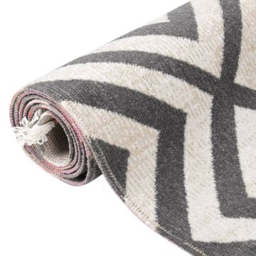 Tappeto da Esterni Tessitura Piatta 115x170cm Nero Beige Chiaro