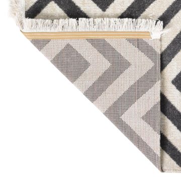 Tappeto da Esterni Tessitura Piatta 100x200cm Nero Beige Chiaro