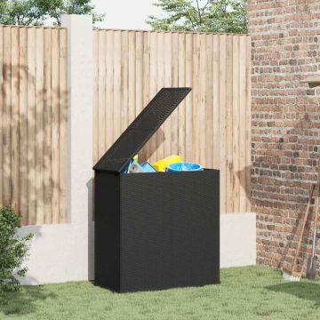 Contenitore Cuscini da Giardino Rattan PE 100x49x103,5 cm Nero