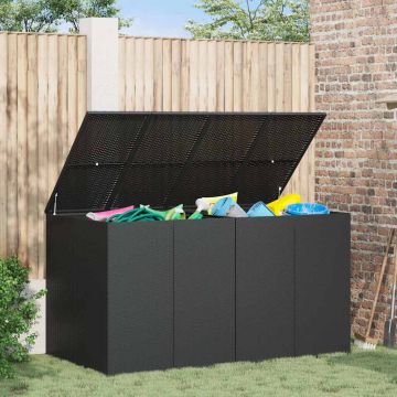 Contenitore da Giardino in Rattan PE 194x100x103 cm Nero