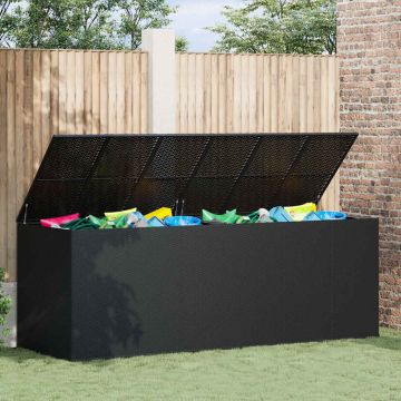 Contenitore da Giardino in Rattan PE 291x100,5x104 cm Nero