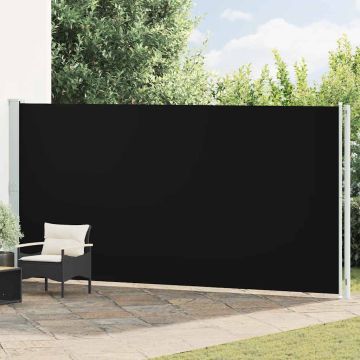 Tenda da Sole Laterale Retrattile per Patio 200x614 cm Nera