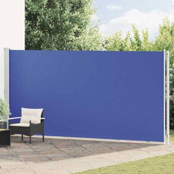 Tenda da Sole Laterale Retrattile per Patio 200x600 cm Blu