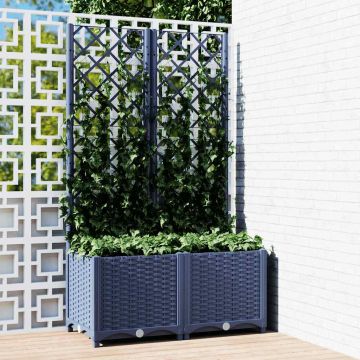Fioriera da giardino con traliccio blu grigio 80x40x136 cm PP