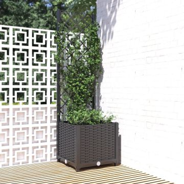 Fioriera da giardino con traliccio nera 40x40x136 cm PP