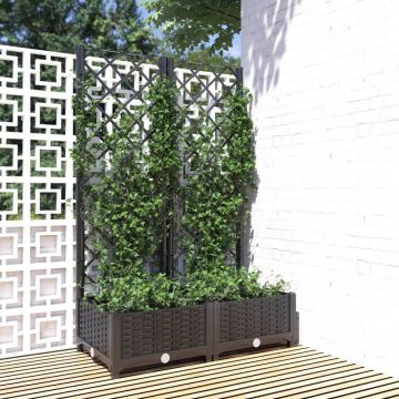 Fioriera da giardino con traliccio nera 80x40x121,5 cm PP