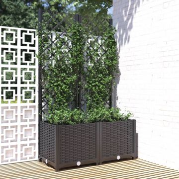 Fioriera da giardino con traliccio nera 80x40x136 cm PP