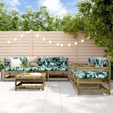 Set Divani da Giardino 6pz con Cuscini Legno Impregnato di Pino