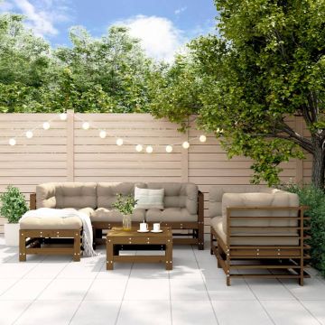 Set Salotto da Giardino 7 pz ambra in Legno Massello di Pino