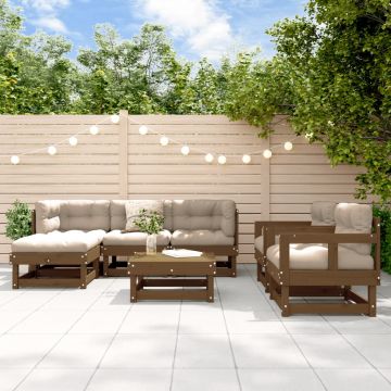 Set Salotto da Giardino 7 pz ambra in Legno Massello di Pino