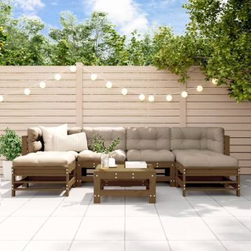 Set Salotto da Giardino 7 pz ambra in Legno Massello di Pino