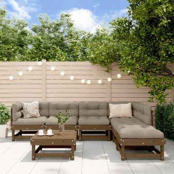 Set Salotto da Giardino 7 pz ambra in Legno Massello di Pino