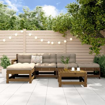 Set Salotto da Giardino 6 pz ambra in Legno Massello di Pino