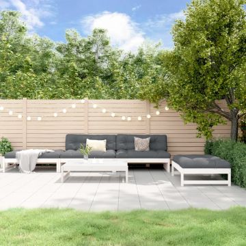 Set Salotto da Giardino 5 pz Bianco in Legno Massello di Pino