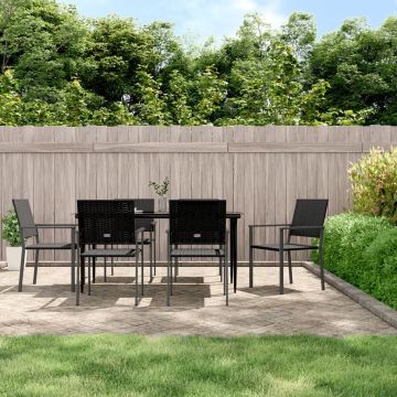 Set da Pranzo da Giardino 7 pz in Polyrattan e Acciaio