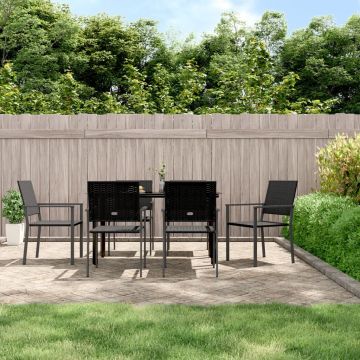 Set da Pranzo da Giardino 7 pz in Polyrattan e Acciaio