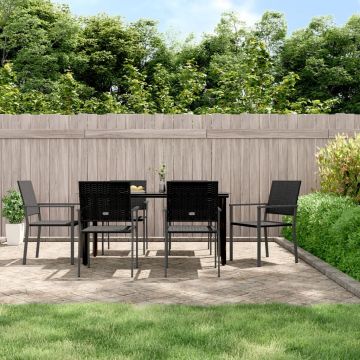 Set da Pranzo da Giardino 7 pz in Polyrattan e Acciaio