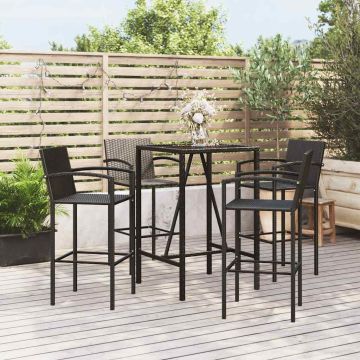 Set Bar da Giardino 5 pz Nero in Polyrattan