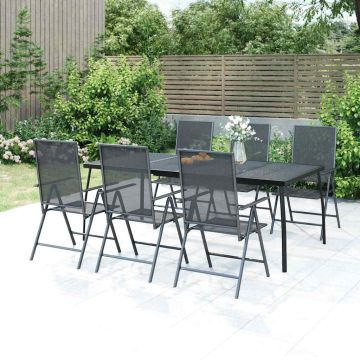 Set Pranzo Giardino 7 pz Acciaio Antracite 200 cm