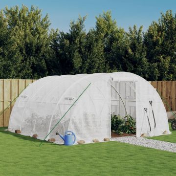 Serra con struttura in acciaio bianca 16 m² 4x4x2 m