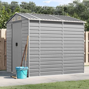 Casetta da giardino grigio chiaro 191x215x198 cm in acciaio zincato