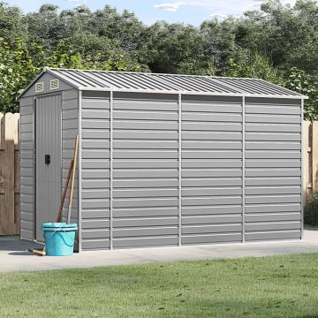 Casetta da giardino grigio chiaro 191x300x198 cm in acciaio zincato