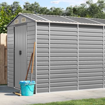 Casetta da giardino grigio chiaro 191x810x198 cm in acciaio zincato