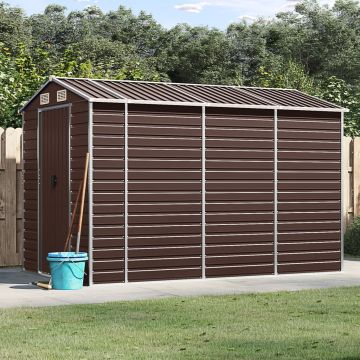 Casetta da giardino marrone 191x300x198 cm in acciaio zincato