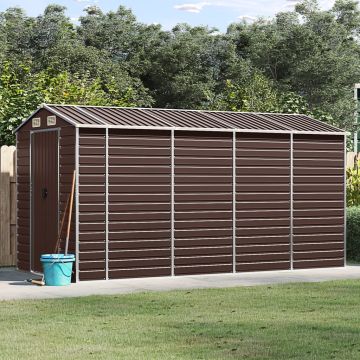 Casetta da giardino marrone 191x385x198 cm in acciaio zincato