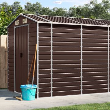 Casetta da giardino marrone 191x555x198 cm in acciaio zincato