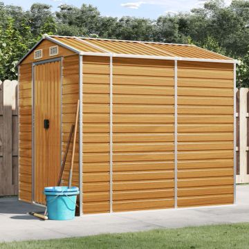Casetta da giardino marrone chiaro 191x215x198 cm in acciaio zincato