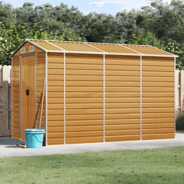 Casetta da giardino marrone chiaro 191x300x198 cm in acciaio zincato