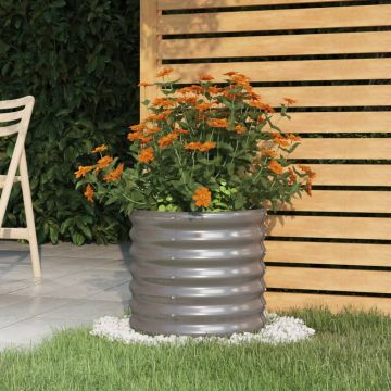 Vaso da Giardino Acciaio Zincato 40x40x36cm Grigio