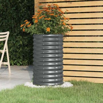 Vaso Giardino Acciaio Zincato 40x40x68 cm Antracite