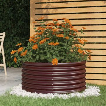 Vaso Giardino Acciaio Zincato 80x80x36 cm Marrone