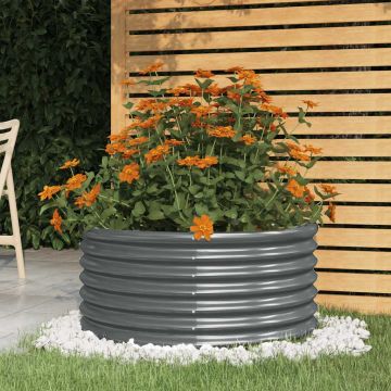 Vaso Giardino Acciaio Zincato 80x80x36cm Antracite