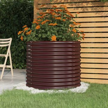 Vaso Giardino Acciaio Zincato 80x80x68 cm Marrone