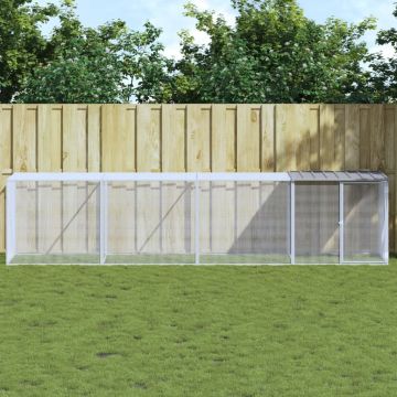 Gabbia Polli Tetto Grigio Chiaro 403x98x90 cm Acciaio Zincato