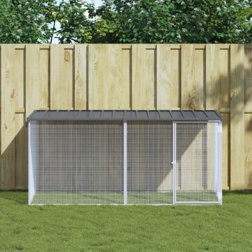 Gabbia per polli con tetto antracite 203x98x90 cm in acciaio zincato