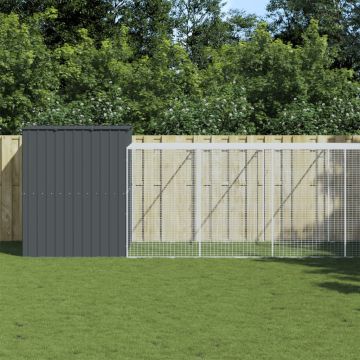 Casetta Cani con Corsa Antracite 214x1273x181cm Acciaio Zincato