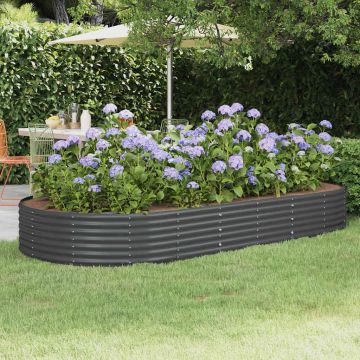 Letto Rialzato da Giardino in Acciaio Zincato 296x140x36 cm Antracite