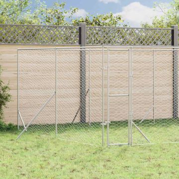 Cuccia per Cani da Esterno Argento 4x4x2 m in Acciaio Zincato