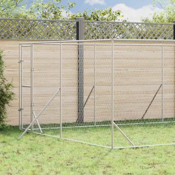 Cuccia per Cani da Esterno Argento 4x8x2 m in Acciaio Zincato