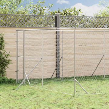 Cuccia per Cani da Esterno Argento 4x12x2 m in Acciaio Zincato