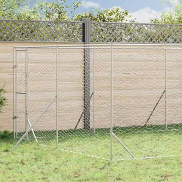 Cuccia per Cani da Esterno Argento 4x16x2 m in Acciaio Zincato