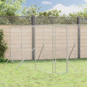 Cuccia per Cani da Esterno Argento 6x6x2 m in Acciaio Zincato