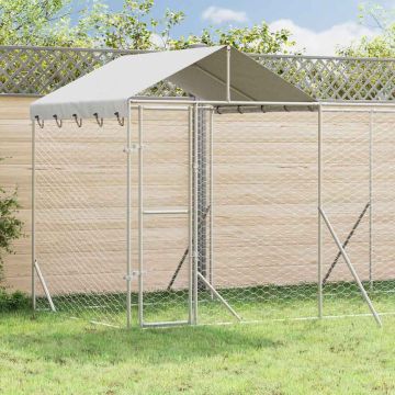 Cuccia Cani da Esterno Tetto Argento 10x2x2,5 m Acciaio Zincato